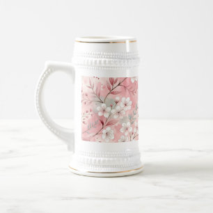 Chope À Bière Motif Fleur de Sakura Rose