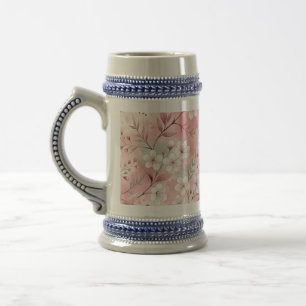 Chope À Bière Motif Fleur de Sakura Rose
