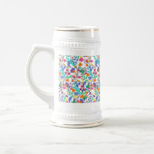 Chope À Bière Motif floral exotique coloré