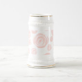 Chope À Bière Motif rose rose assez mou sur blanc. (Centre)