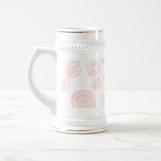 Chope À Bière Motif rose rose assez mou sur blanc. (Gauche)