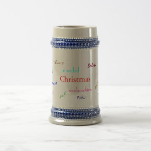 Chope À Bière Noël Dans Le Monde En Gris Et Bleu