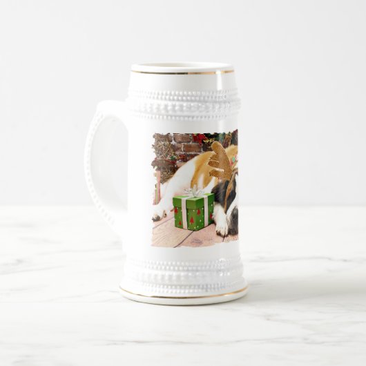 Chope À Bière Noël - St Bernard - bleu (Devant gauche)