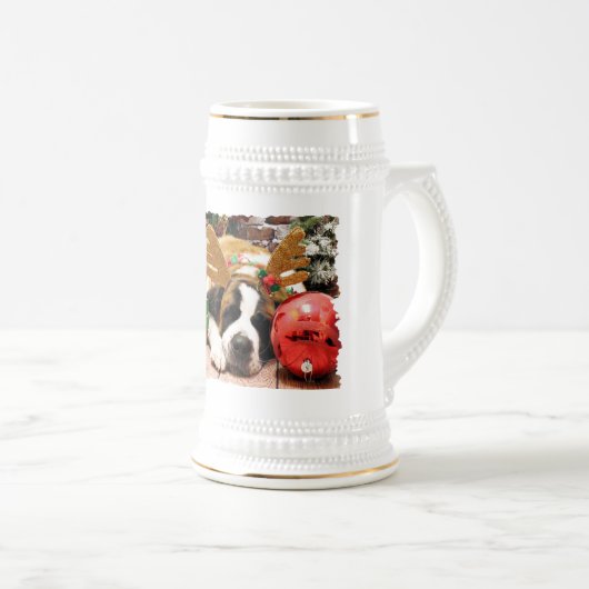 Chope À Bière Noël - St Bernard - bleu (Devant droit)