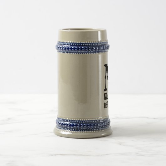 Chope À Bière Nom Masculine Monogramme Classic Mariage Noir (Centre)