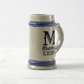 Chope À Bière Nom Masculine Monogramme Groom Mariage Noir (Devant droit)