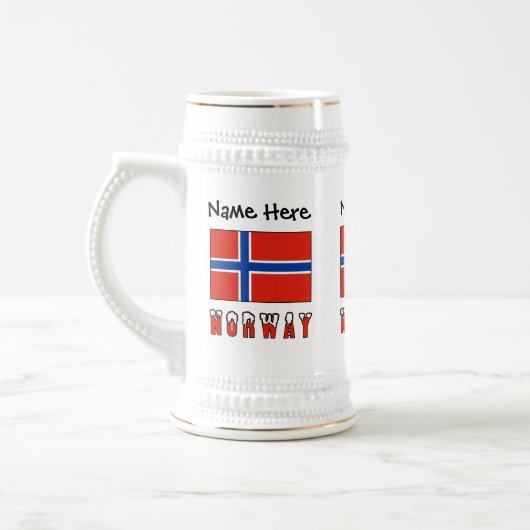 Chope À Bière Norway and Norwegian Flag Personalized (Gauche)