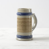 Chope À Bière notes de musique beige vintage (Devant droit)