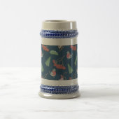 Chope À Bière Oiseaux de Noël et coudes Bleus (Centre)