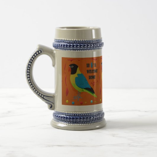 CHOPE À BIÈRE OISEAUX THÈME PARROT ART IMAGE COULEURS MIXTES (Gauche)
