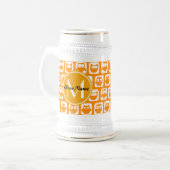 Chope À Bière Orange Owls Custom Monogramme (Devant gauche)