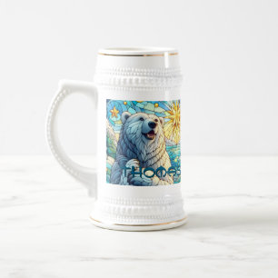 Chope À Bière Ours Polaire Faux Verre Tiré Personnalisé