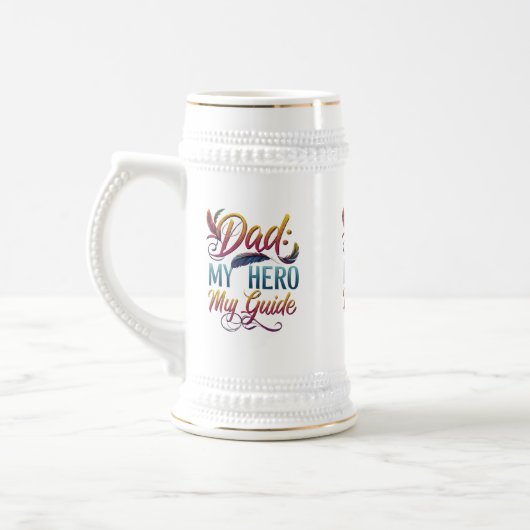 Chope À Bière Papa : Mon héros, mon guide - Stein 22 oz (Gauche)