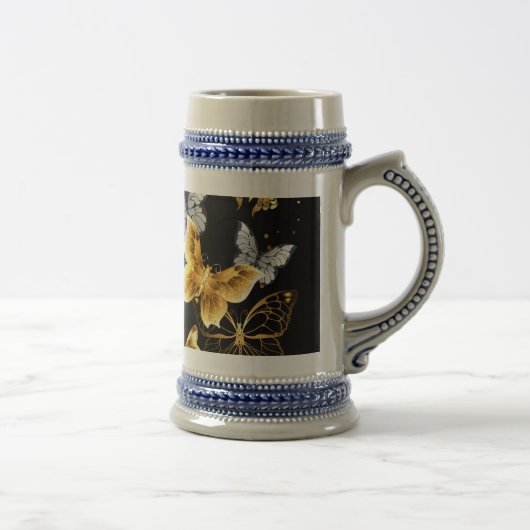 Chope À Bière Papillons blancs et dorés (Droite)