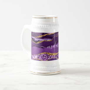 Chope À Bière Parties scintillant d'or violet Bière Stein avec n