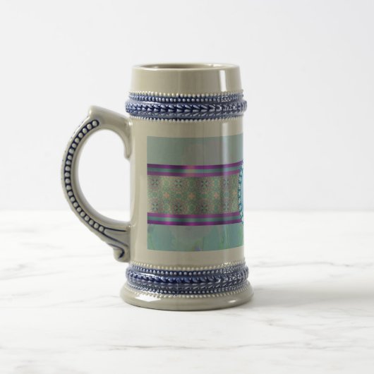 Chope À Bière Pastel Blue Floral Monogramme (Gauche)