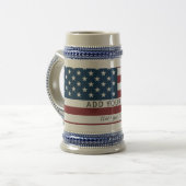 Chope À Bière Patriotic US Flag Custom Text Name (Devant gauche)