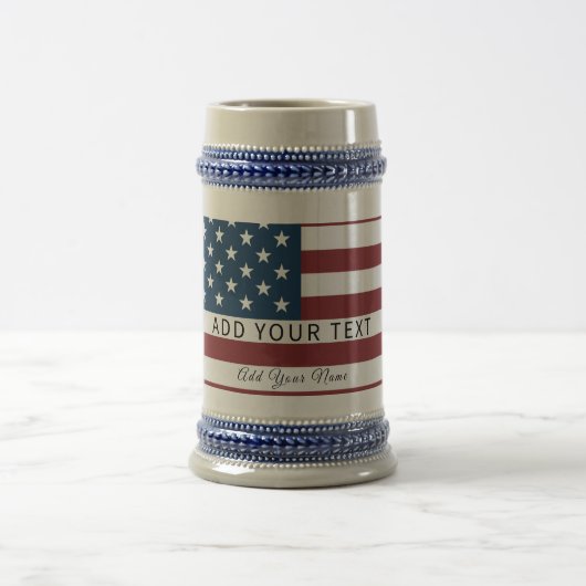 Chope À Bière Patriotic US Flag Custom Text Name (Centre)