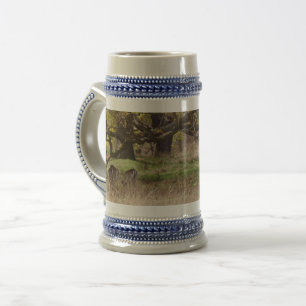 Chope À Bière Paysage & Cerfs Gris/Bleu Stein 22 oz