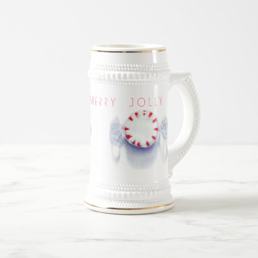 Chope À Bière PEPPERMINT CANDY "HAPPY MERRY JOLLY" Stein (Devant droit)