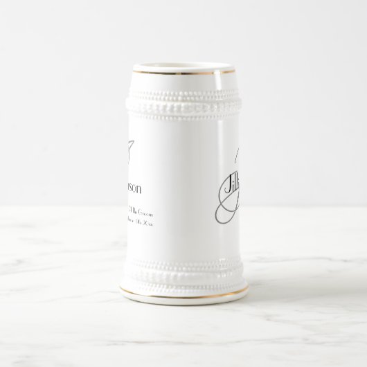Chope À Bière Père De Groom Cadeau Script Monogramme Rustique Ch (Centre)