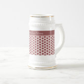 Chope À Bière Personalized Retro Hearts Pink Burgundy (Devant droit)