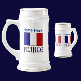 Chope À Bière Personnalisation de la France et du drapeau bleu