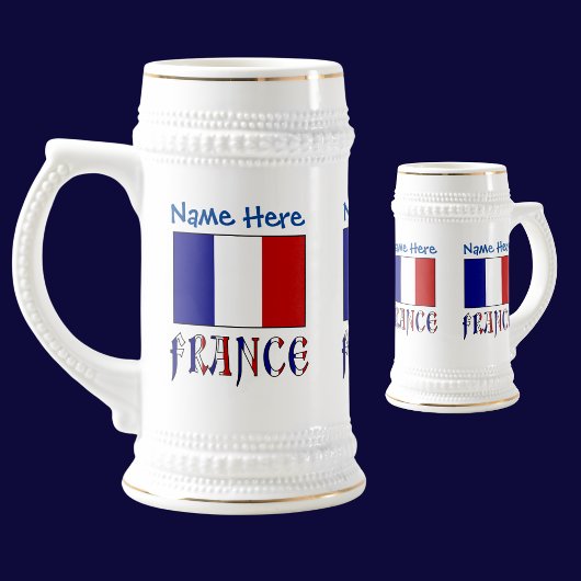 Chope À Bière Personnalisation de la France et du drapeau bleu