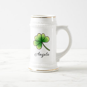 Chope À Bière Personnalisé Nom Lucky Clover St. Patrick's Day