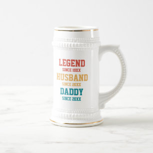 Chope À Bière Personnalisé Retro Legend Mari Daddy Cadeau