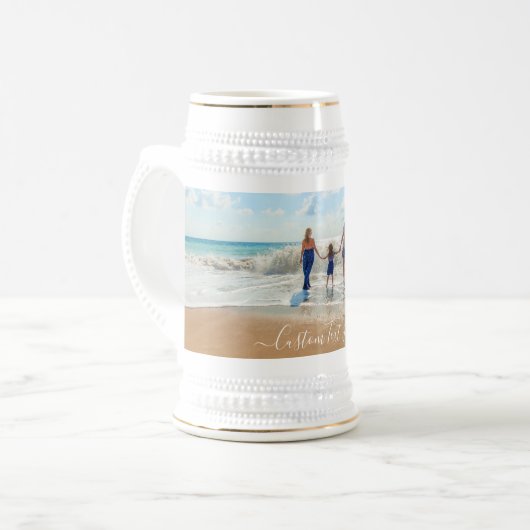 Chope À Bière Personnaliser votre photo Bière Stein avec texte (Devant gauche)