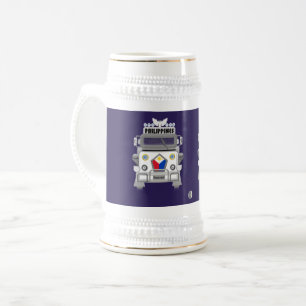 Chope À Bière Philippines Jeepney, élégant, drapeau de