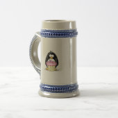 Chope À Bière Pingouin d'anniversaire avec le petit gâteau (Devant gauche)