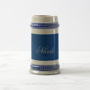 Chope À Bière Plaine minimaliste manuscrite propre nom Bleu prof