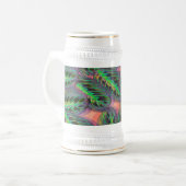 Chope À Bière Plante Calathea Motif feuille verte (Devant gauche)