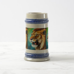 Chope À Bière Portrait Posé côté Lion rugissant-57566