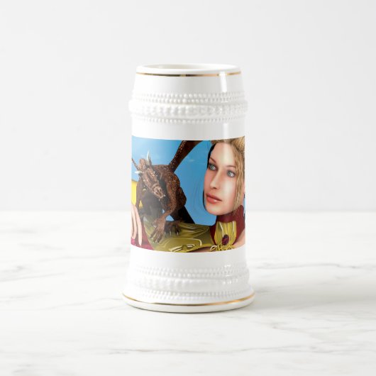 Chope À Bière Princesse Dragon Fantastique Art Numérique (Centre)