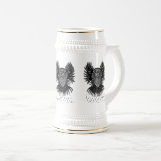 Chope À Bière Puissance noir et blanc (Devant droit)