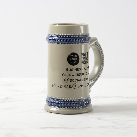 Chope À Bière QR Code Business Logo Professionnel Noir Moderne (Devant droit)