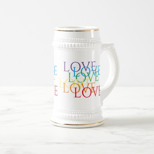 Chope À Bière RAINBOVE LOVE White & Gold Stein (Devant droit)