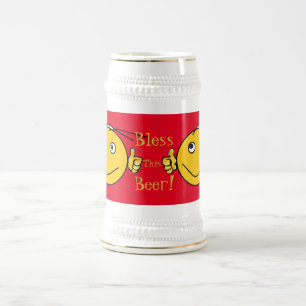 Chope À Bière Red White Bless this beer - Beer-Buddy Gift