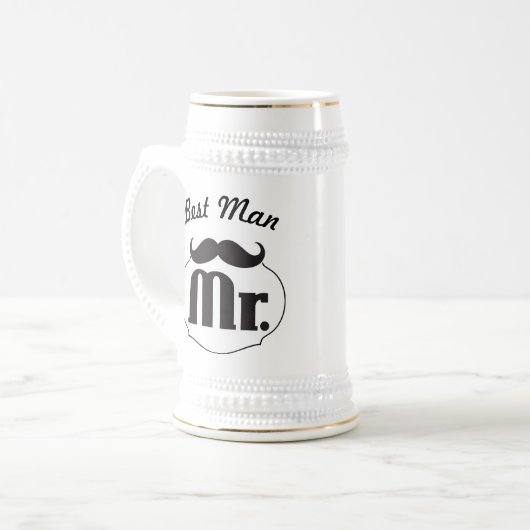 Chope À Bière Retro Funny Mr Mustache Best Man (Devant gauche)