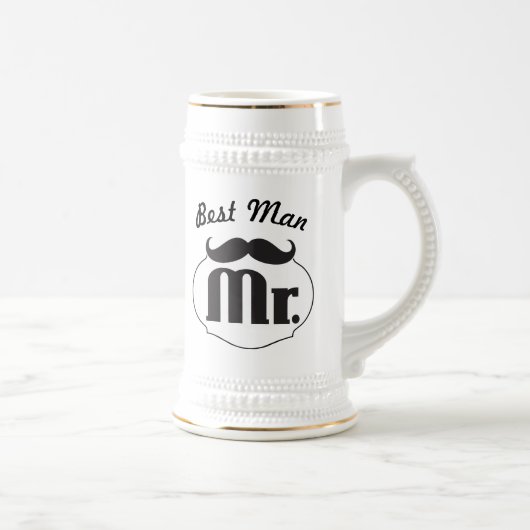 Chope À Bière Retro Funny Mr Mustache Best Man (Droite)