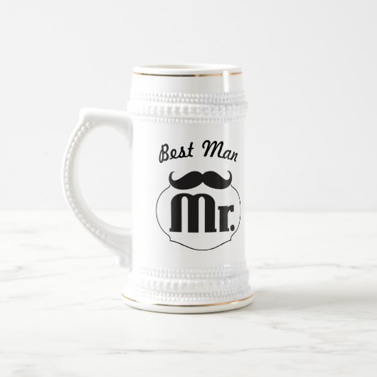 Chope À Bière Retro Funny Mr Mustache Best Man (Gauche)
