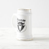 Chope À Bière Retro Funny Mr Mustache Tuxedo Groom (Devant gauche)