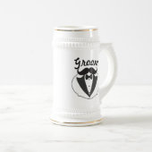 Chope À Bière Retro Funny Mr Mustache Tuxedo Groom (Devant droit)