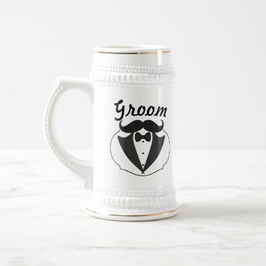 Chope À Bière Retro Funny Mr Mustache Tuxedo Groom (Gauche)