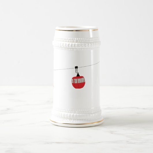 Chope À Bière Retro Red Ski Gondola Lift Personnalisé (Centre)