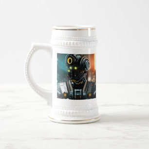 Chope À Bière Robot 3 blanc stein or trim