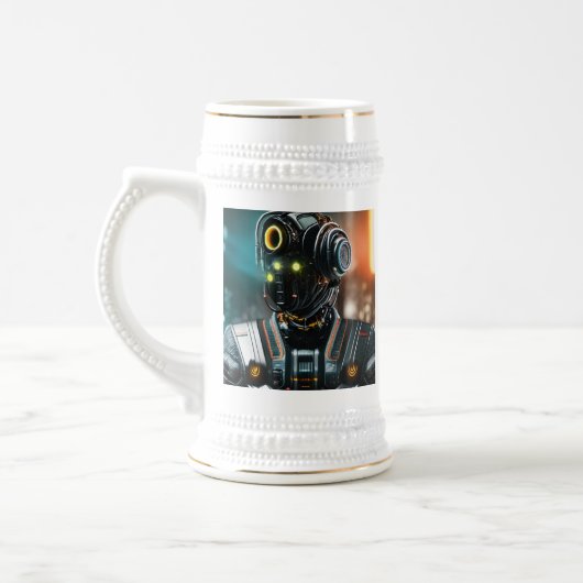 Chope À Bière Robot 3 blanc stein or trim (Gauche)
